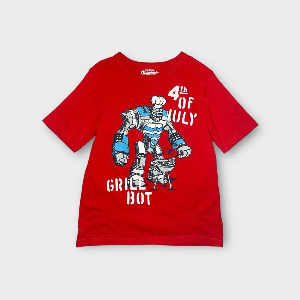 OshKosh B'gosh 4th Of July Grill Robot Graphic Red Shirt